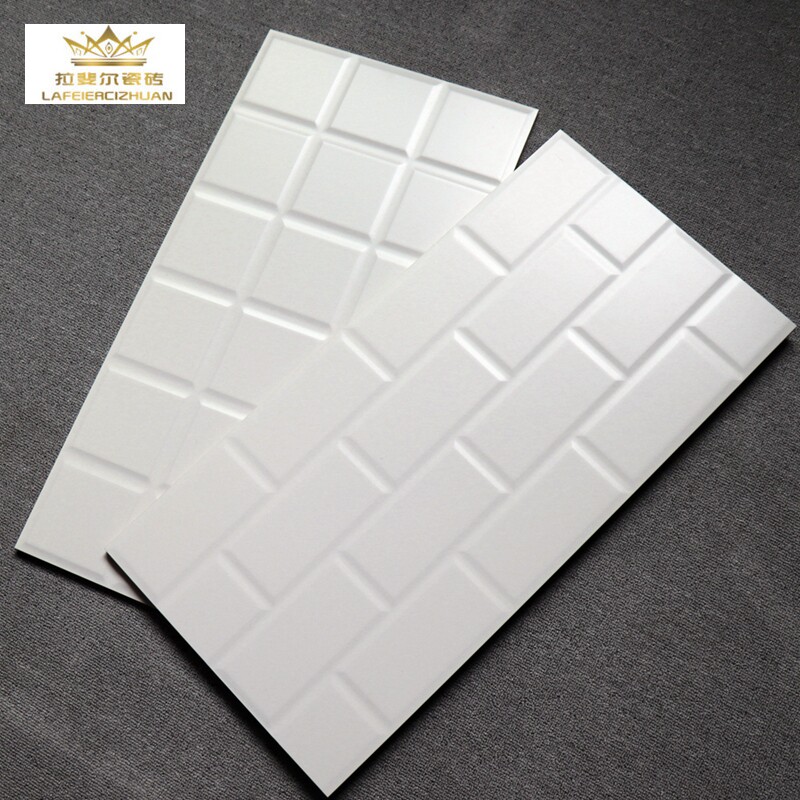 Pure white matt work word wall brick 300x600 bathroom small plaid glazed face brick balcony make-up room pure color bread brick