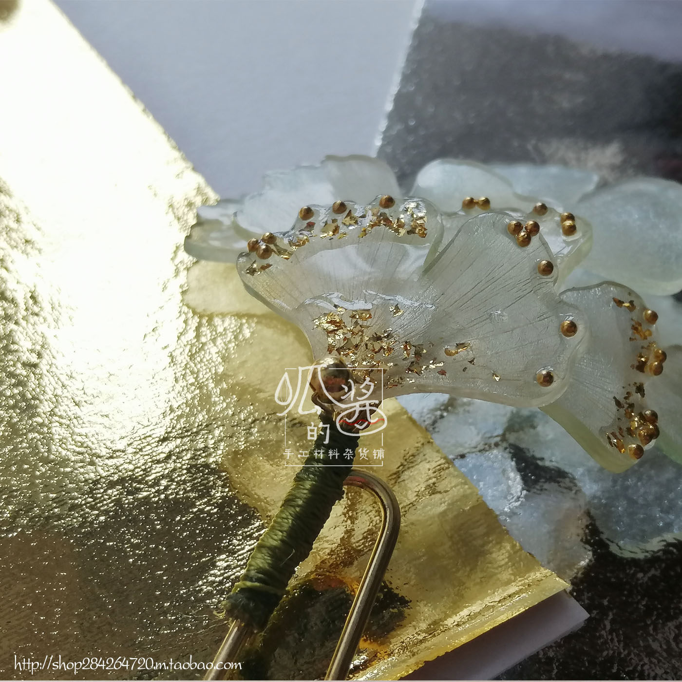 (clear cabin) gold leaf paper silver foil paper ornament material Slime drop adhesive hot-shrink film hairpin diy production dotted-Taobao