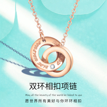 Roman numerals double rings true drilling necklace 2021 new temperament collarbone chain Seven New Years Eve to send girlfriend gifts