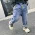 Quần bé trai quần jeans xuân 2020 mới quần vừa và lớn cho trẻ em mùa xuân và mùa thu kiểu quần thủy triều Hàn Quốc - Quần jean Quần jean