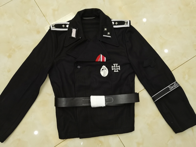 German Elite Armored Troops Top Set, Black Woolen Tank Uniform, Tank Soldier Sergeant Jacket German Elite Armored Troops Top Set, Black Woolen Tank Uniform, Tank Soldier Sergeant Jacket