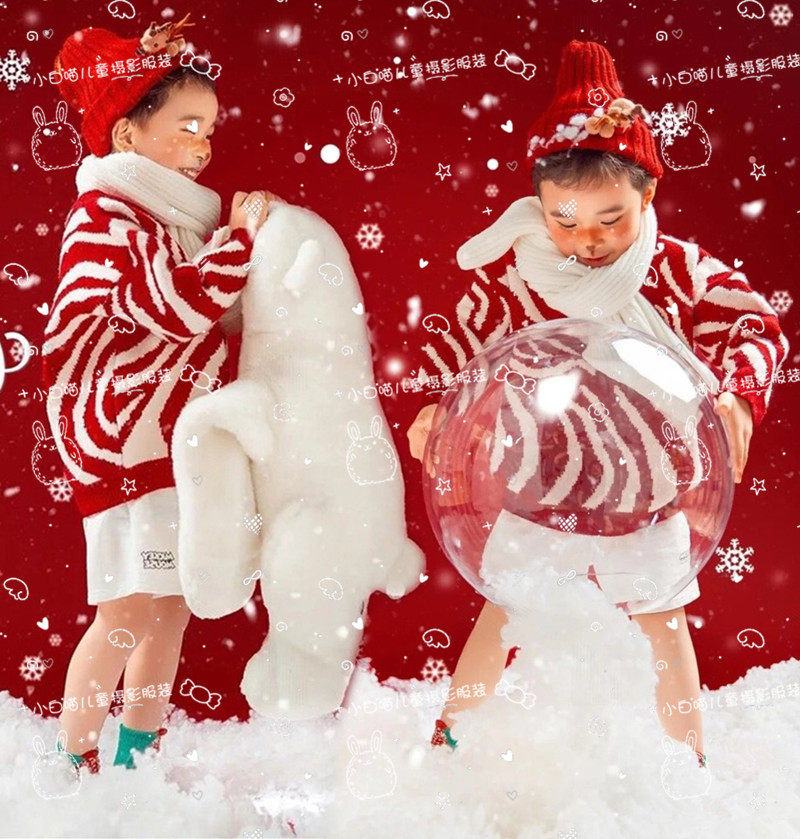 22 new children's Christmas theme clothing photo studio sweater photo art photo clothing trendy children's model card