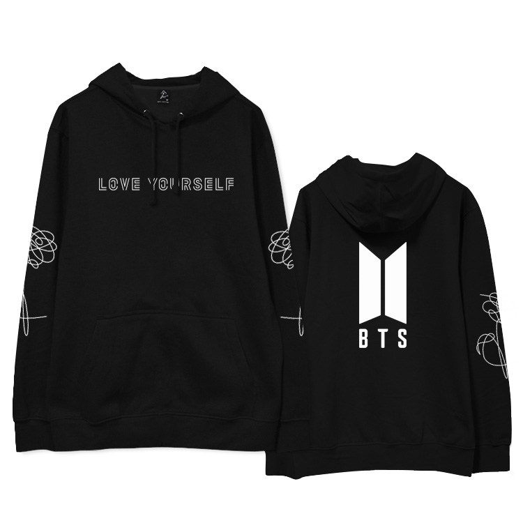 Bts tình yêu mình chống đạn nhóm thanh niên xung quanh cùng một đoạn hoodie áo len cộng với nhung mùa thu và mùa đông nam giới và phụ nữ áo lông vũ