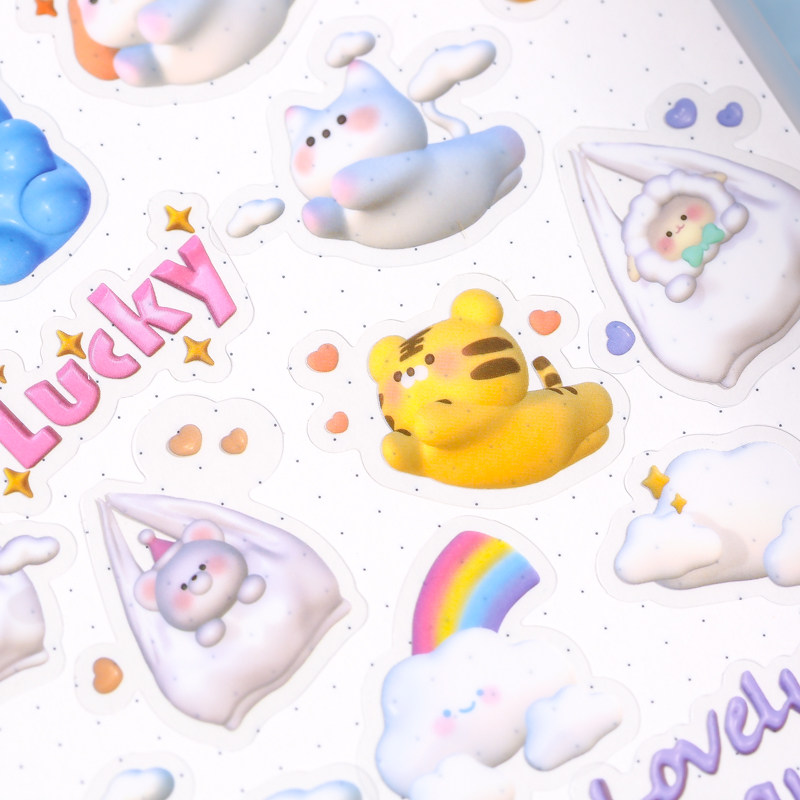 Cotton Candy 3D Solid Wind Waterproof Hand Ledger Sticker Packs Cute Teenage Hearts Food Handbill Material Decorative Applid