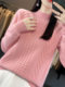 半高领羊毛衫女100%纯羊毛针织衫秋冬纯色扭花半高羊绒毛衣女加厚