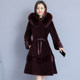Haining fur sheep shearling coat women 2023 new winter fox fur hooded fur one mid-length coat