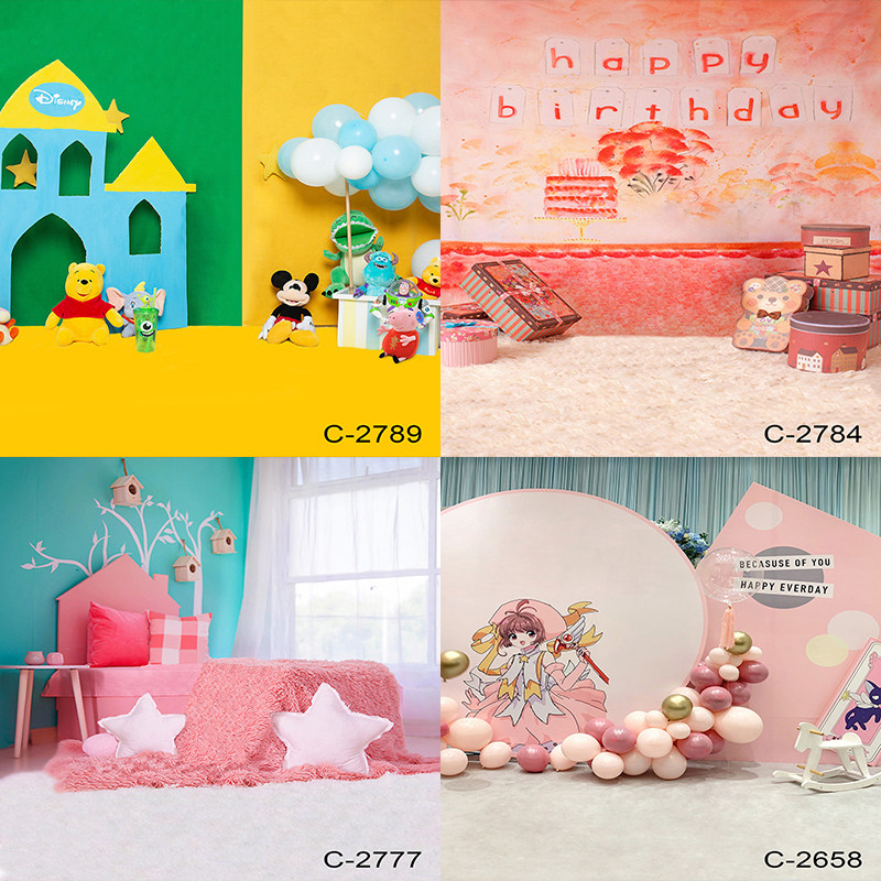 High definition Fashion Self-shooting children Advertising Photographic cartoon 1st year custom theme minimalist indoor photo background paper