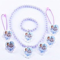 Sophia Princess Pearl necklace set love cute handmade beaded bracelet ring earrings hair rope head accessories