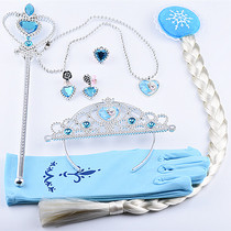 Frozen hair jewelry Princess Crown magic wand girl necklace earrings print gloves wig braids