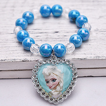 Childrens Bracelet Female Blue Love Princess Love Yarn Beaded Crystal Pearl Bracelet Frozen Girl Accessories