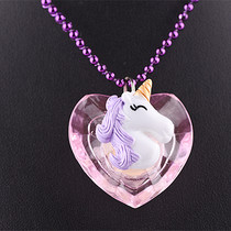Purple pony Princess luminous necklace cute cartoon unicorn glitter pendant children luminous girl accessories