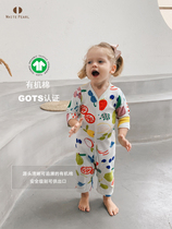 White Pearl Organic Cotton Original Graffiti Series Baby long-sleeved bag fart coat Romper Baby one-piece