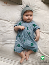 White Pearl spring and summer baby short-sleeved bag fart coat romper baby one-piece ice cream series organic cotton