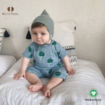 White Pearl Spring and Summer baby original series Ice cream short-sleeved T shorts set Organic cotton