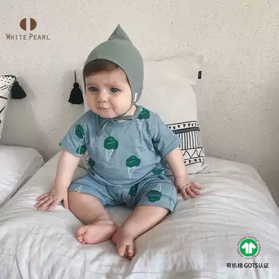 White Pearl Spring Summer baby original series ice cream Short Sleeve T shorts set organic cotton