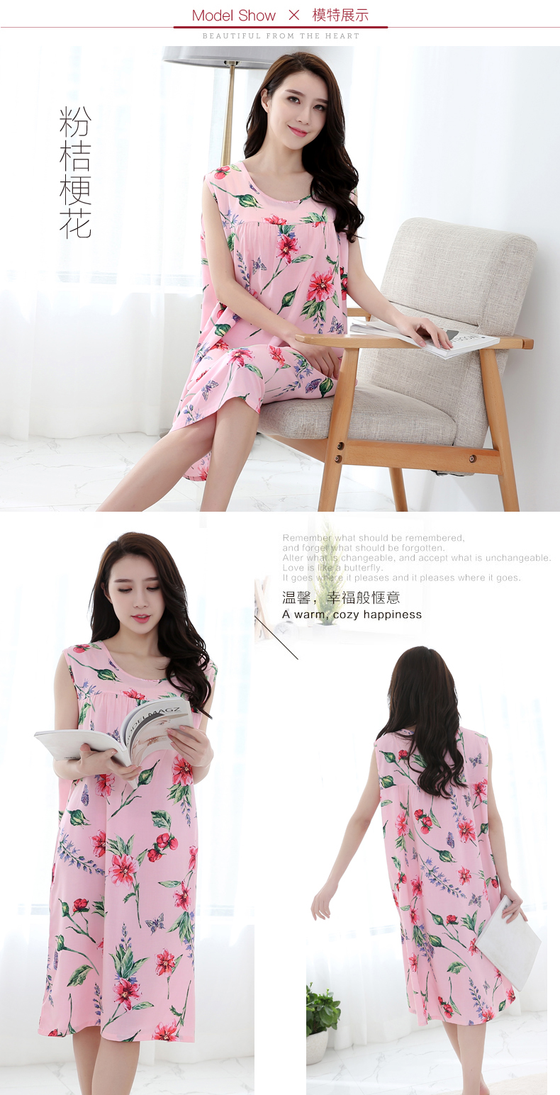 Yi với cotton lụa nightdress nữ mùa hè không tay vest kích thước lớn đồ ngủ ăn mặc chần bông váy dịch vụ nhà phần mỏng