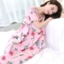 Yi với bông lụa nữ mùa hè bông lụa ngắn- tay công chúa nightdress nữ mùa hè bông nhân tạo cộng với phân bón xl váy đồ ngủ đầm nữ Đêm đầm