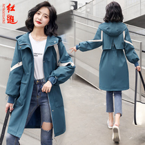 Temperament windbreaker coat womens long 2021 spring new Korean version of loose leisure Joker spring and autumn small tide