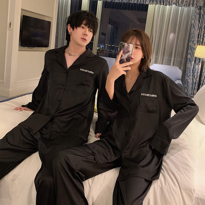 Simple and versatile~Treasure girl VIRRI CIAGA silk pajamas women's spring and autumn sexy couple home clothes