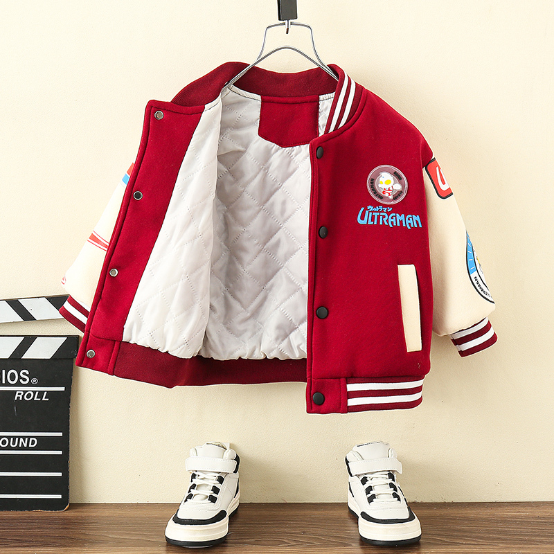 Children's Boys' Thickened Jacket 2025 New Autumn and Winter Fleece Baseball Jacket Cotton Coat Baby Winter Jacket Top