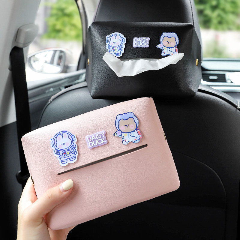 Car towels box Hanging creative cartoon cute car armrests box car chair back paper towels in car Decorations-Taobao