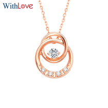 WithLove Rose 18K Gold Diamond Pendant Round Group Set Necklace Natural Real Diamond Clavicle Neck Female
