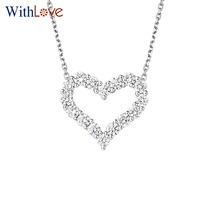 WithLove romantic heart shaped diamond pendant female white 18K gold clavicle necklace real diamond big gift for girlfriend