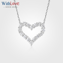 WithLove Romantic Heart Diamond Pendant Female White 18K Gold Clavicle Necklace Real Diamond Gifts for Girlfriend