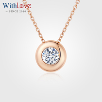 WithLove 18K Rose Gold Clavicle Chain Diamond Necklace Bubble Single Diamond Pendant Shown Big Real Diamond to Send Girlfriend