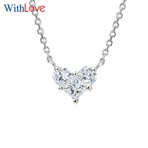 WithLove white 18K gold heart shaped diamond pendant peach heart Diamond 750 clavicle chain necklace neck