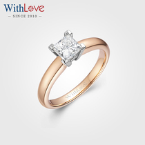 WithLove 18K color gold princess wedding diamond ring single diamond ring 50 points 1 karat gia real diamond woman