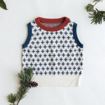 Olinali cotton cashmere retro accent ~ Fair Island Jacquard knitted vest vest