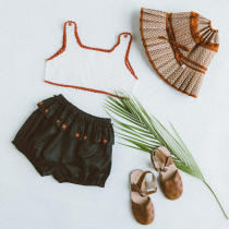 Ollinli forty degrees wind mulberry silk cotton blend handmade crochet Summer Girl vest