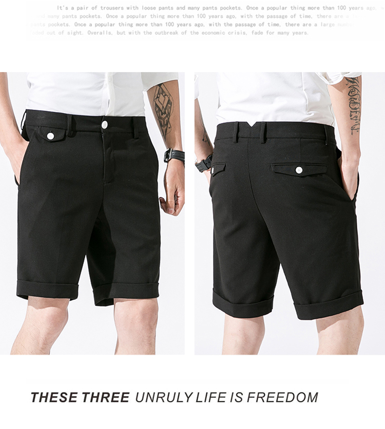 Suit quần short nam mùa hè Slim England Phiên bản Hàn Quốc 5 quần 5 điểm mùa hè mỏng phần xu hướng quần âu nam - Suit phù hợp quan tay nam