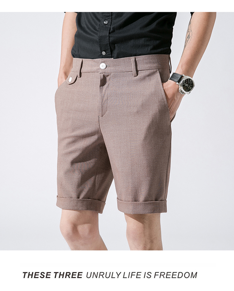Suit quần short nam mùa hè Slim England Phiên bản Hàn Quốc 5 quần 5 điểm mùa hè mỏng phần xu hướng quần âu nam - Suit phù hợp quan tay nam
