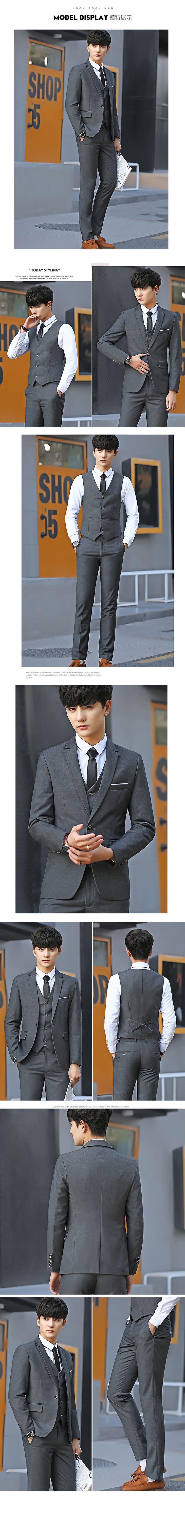 Bộ đồ vest Playboy phù hợp với nam ba mảnh phù hợp với trang phục chuyên nghiệp trang trí phương tây quần nam