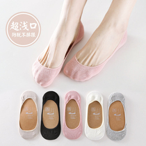 Socks Children Summer thin cotton Lady Boat Socks Supershallow Invisible Silicone Gel Non-slip Anti heel Socks Pure color Short Sox