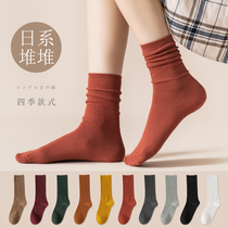 Pile socks Womens Spring and Autumn Korea 100 hitch black Long Sox Long Sox Japanese Socks Female Midbarrel Socks Spring Summer Season
