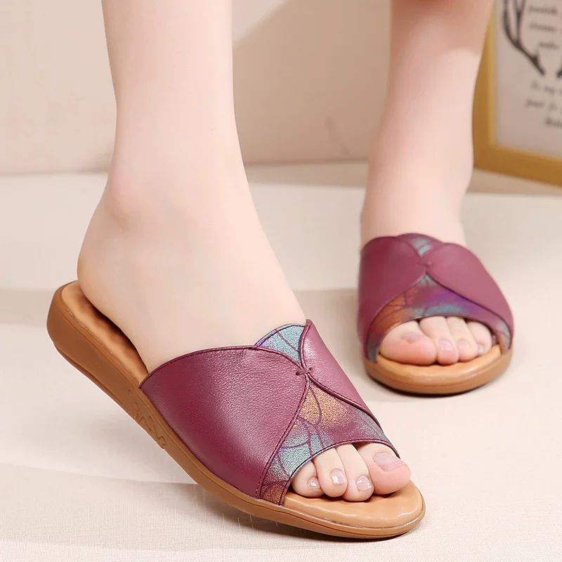 Нескользящие тапочки, коллекция 2021 года, soft sole, плюс size, натуральная кожа