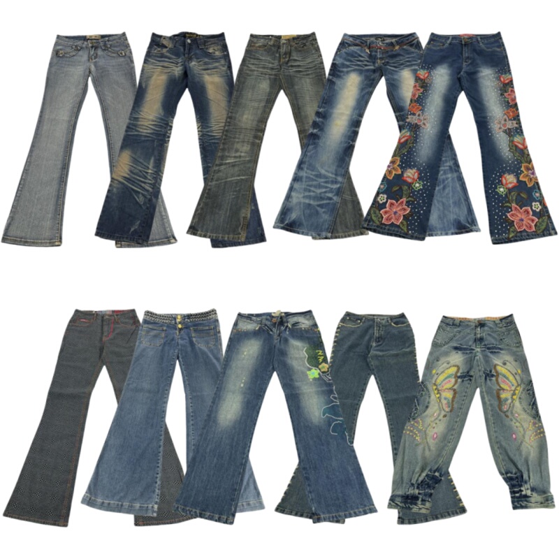 Vintage 84 American Style Low-Rise Y2K Hot Girl Straight-Leg Flared Y2K Punk Harajuku Denim Pants Vintage 84 American Style Low-Rise Y2K Hot Girl Straight-Leg Flared Y2K Punk Harajuku Denim Pants