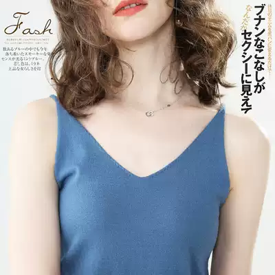 Spring and summer new knitted V collar small suspenders sleeveless top sexy vest women wear short interior base shirt