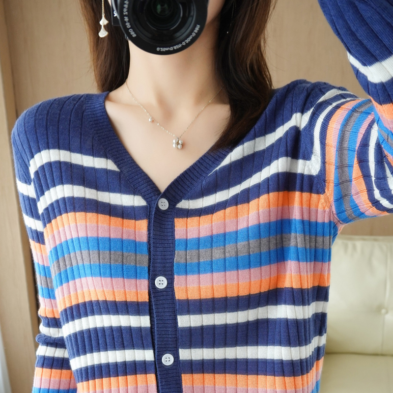 Autumn and winter outlay wool knit cardiovert woman V collar long sleeve bottom repair body slim 100 lap non-cashmere jacket blouse