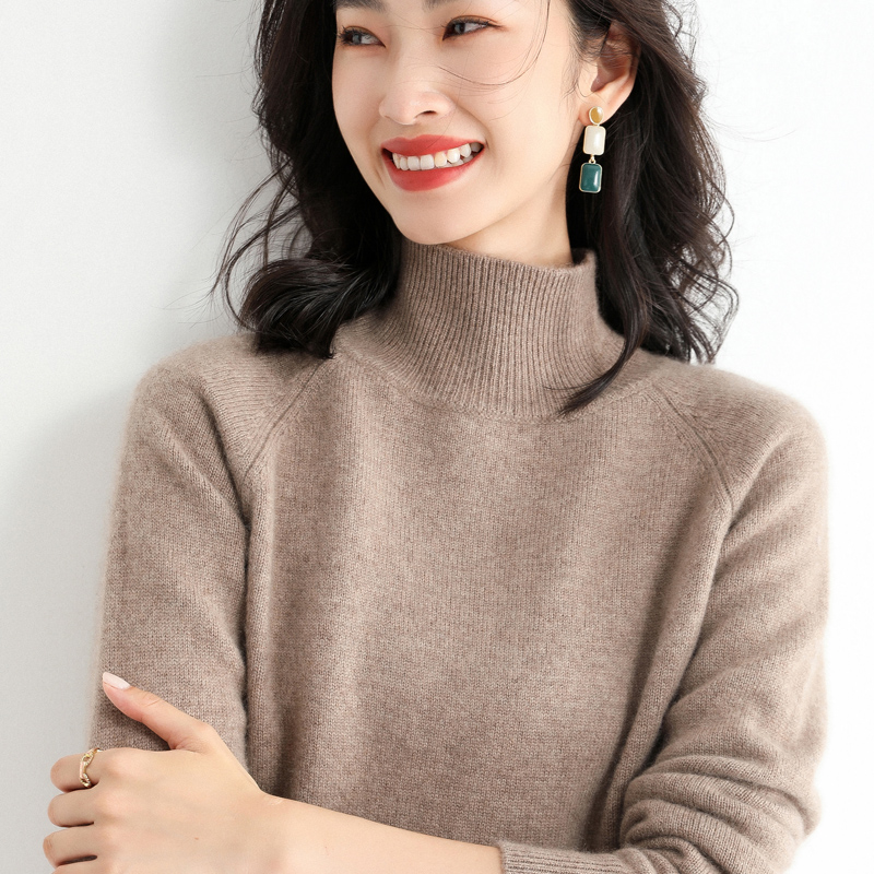 New semi-tall-collar sweater female with non-cashmere long sleeves thickened knitting and loose tops