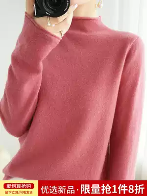 Autumn and winter semi-high collar thick pullover long sleeve sweater commuter women's sweater short slim non-cashmere