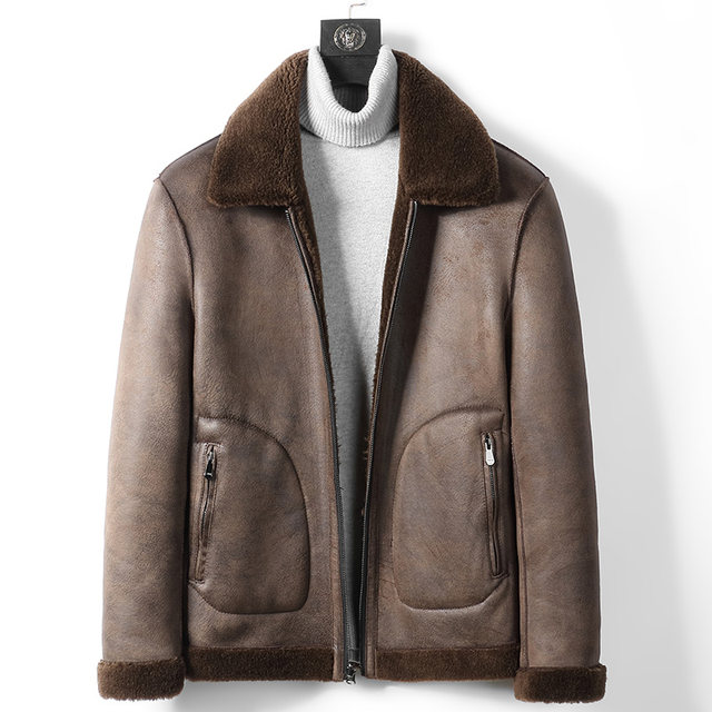 ລະດູໜາວໃໝ່ Haining sheep sheared fur coat double-sided grain wool jacket coat lapel thickened to keep warm