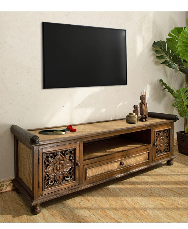Nội thất phong cách Đông Nam Á của Yili Home, tủ tivi thân thiện với môi trường phòng khách, tủ lưu trữ sơn tay phòng ngủ - Buồng