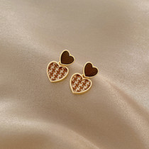 Net Red Ins Wind Fashion Loving Earrings Woman Design Sense Autumn Winter style Lattice Ear frosty Nature Ear Accessories