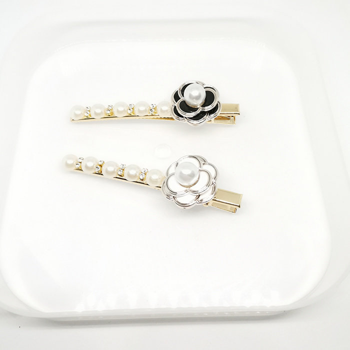 South Korea Ins Pearl Mountain Tea Flower Blossom Side Clip Retro Hair Clip Hair Clip Duckbill Clip and Hairpin Hairpin Accessories Hair Accessories