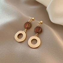 S925 Silver Needle Korea East Gate Retro Round Earrings Geometric Long style Temperament 100 Hitch Nail Minimalist Ear Ornaments