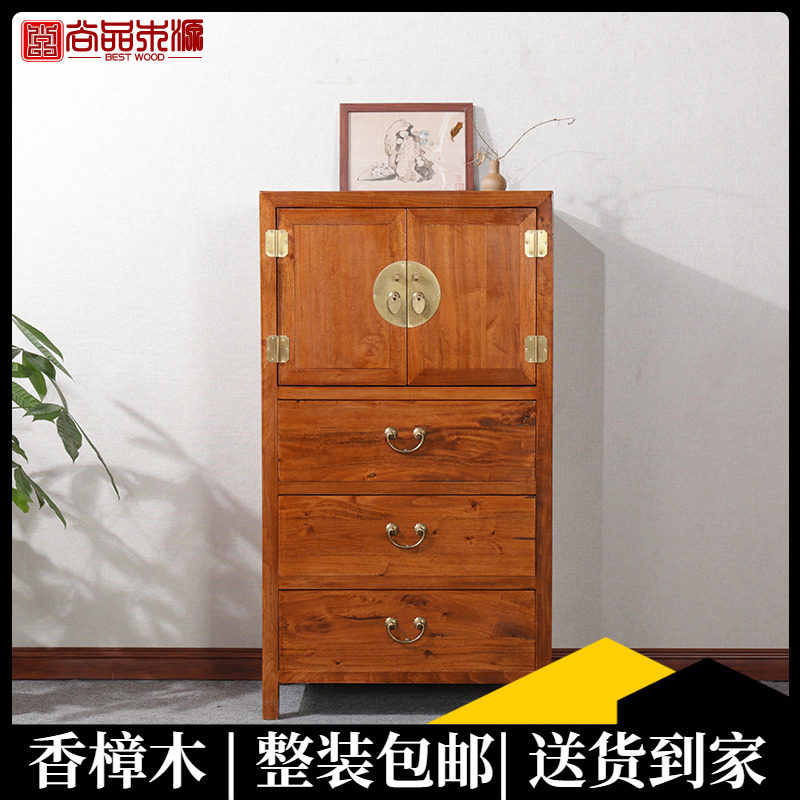New Chinese style solid wood chest of drawers modern bedroom camphor wood furniture living room storage cabinet whole drawer storage box drawer cabinet